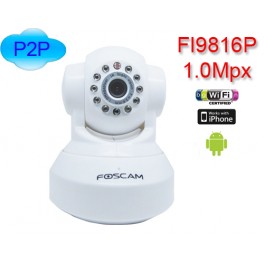 Foscam FI9816P/W - Cámara IP (1,0 Mpx, 720p), Wifi, Slot Micro SD, Detección Mov. Visión noct., color blanca