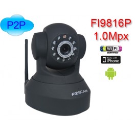 Foscam FI9816P/B - Cámara IP (1,0 Mpx, 720p), Wifi, Slot Micro SD, Detección Mov. Visión noct., color Negra